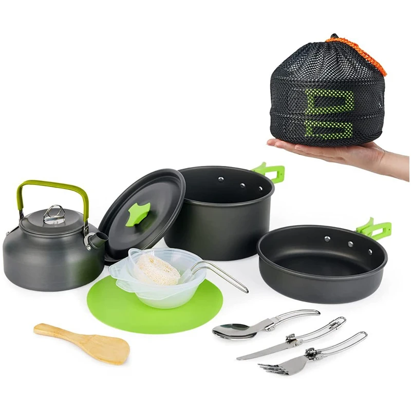 

Camping Cookware Set Aluminum Alloy Folding Frying Pan Pot Kettle Tourist Set Travel Tableware For Hiking Camping Equipment