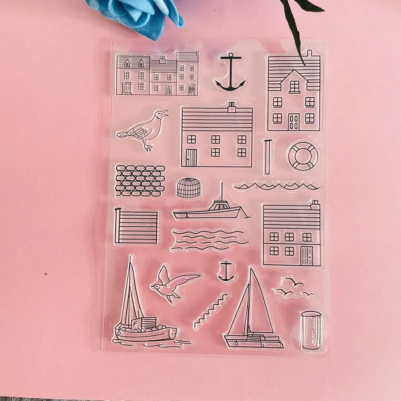 sailboat house seagull Clear Stamp Transparent Silicone Stamp Seal Sheet For Scrapbooking Photo Album Decoration
