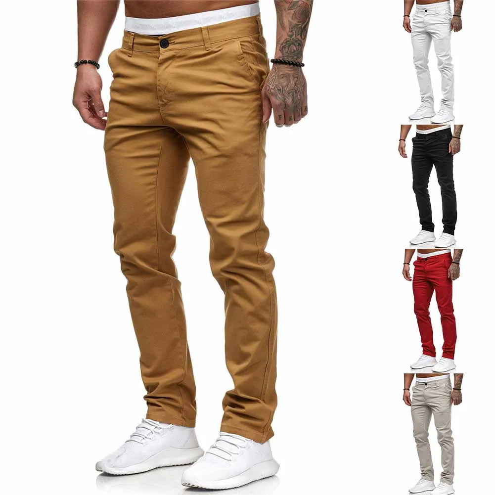 

Mens Pants Designer Stretch Slim Fit Chinos Trousers All Waist Sizes Holt Men's Casual Fitness Workout Comfy Bottoms