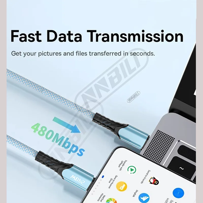 Nylon Braided 240W Fast Charging USB-C Cable with High-Speed Data Transfer