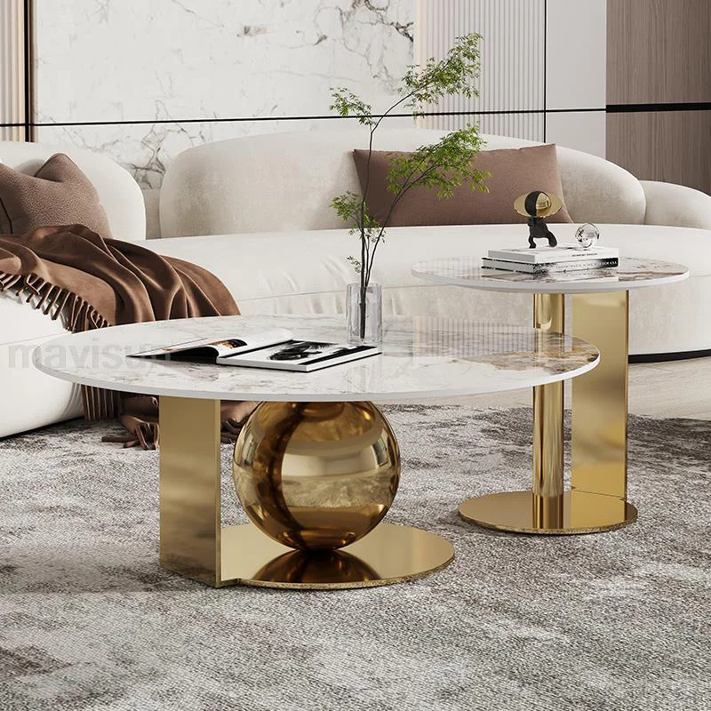 

Fashion Living Room High Low Table Combination Stainless Steel Frame In Gold Or Black Rock Slab Desktop Cabeceros Coffee Tables