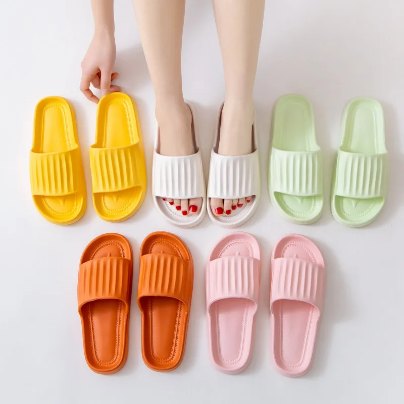 

Soft Home Slippers Couple Summer Indoor Non-Slip Bathroom Slippers Sandals Hotel Slides Solid Men Women Flip Flops Flat Shoes