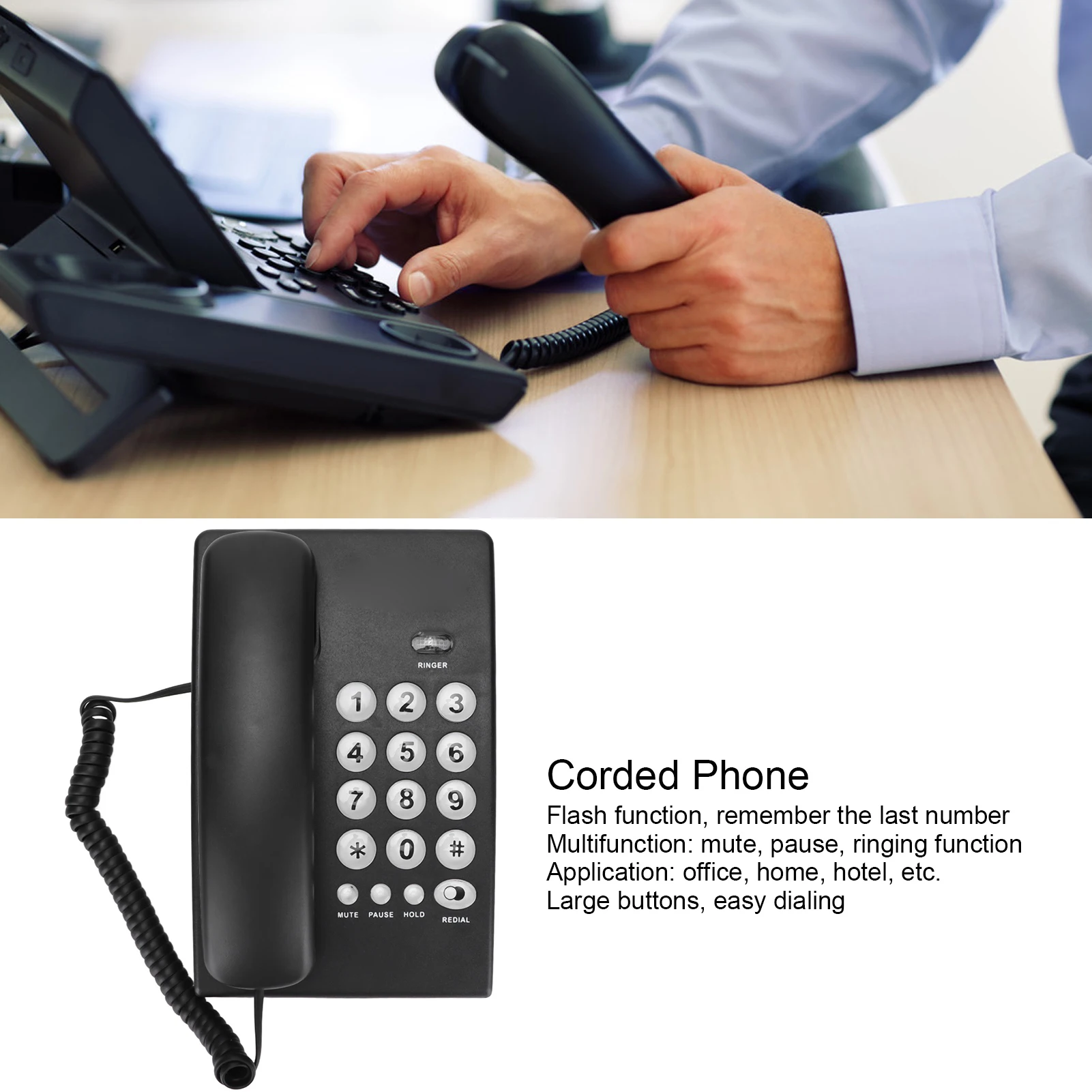 KXT504 Desktop Corded Telephone Multifunctional Large Button Landline Phone for Home  Hotel Large Button Landline Phone