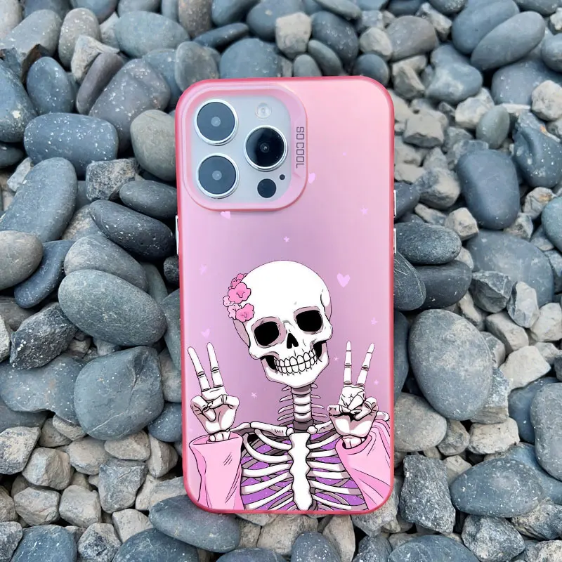 Modische Rosa Skelett-Geist Laser-Handyhülle für iPhone 16 12 13 Mini 11 Pro Max 17 14 15 Pro Max 16 15 14 Plus Stoßfeste Schutzhülle – Detail 7