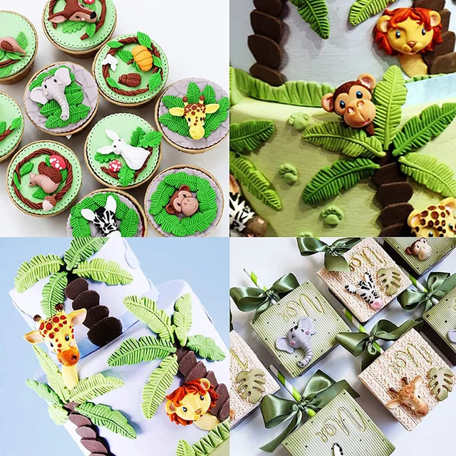 Pálma Levelek Szilikon Penész Barkács Fondant Sütemény Díszítő Szerszámok Teknős Levél Csokoládé Cukorkák Sütő Dzsungel Születésnapi Party Dekoráció - Image 3