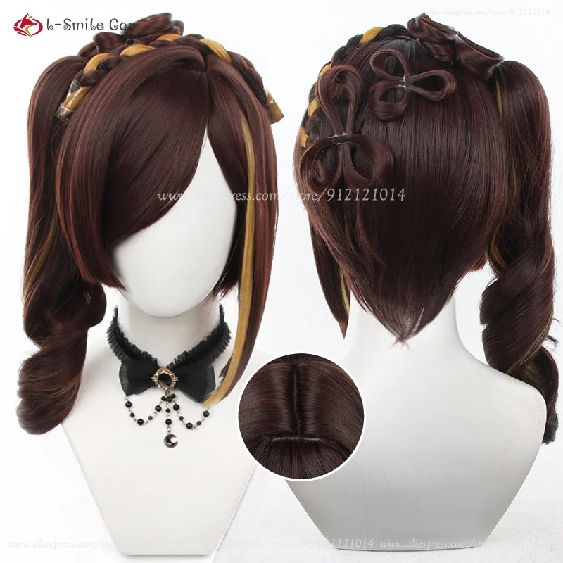 

Парик для косплея Chiori из аниме, термостойкие синтетические искусственные волосы, короткие, коричневые, блестящие, желтые, 45 см, головной убор