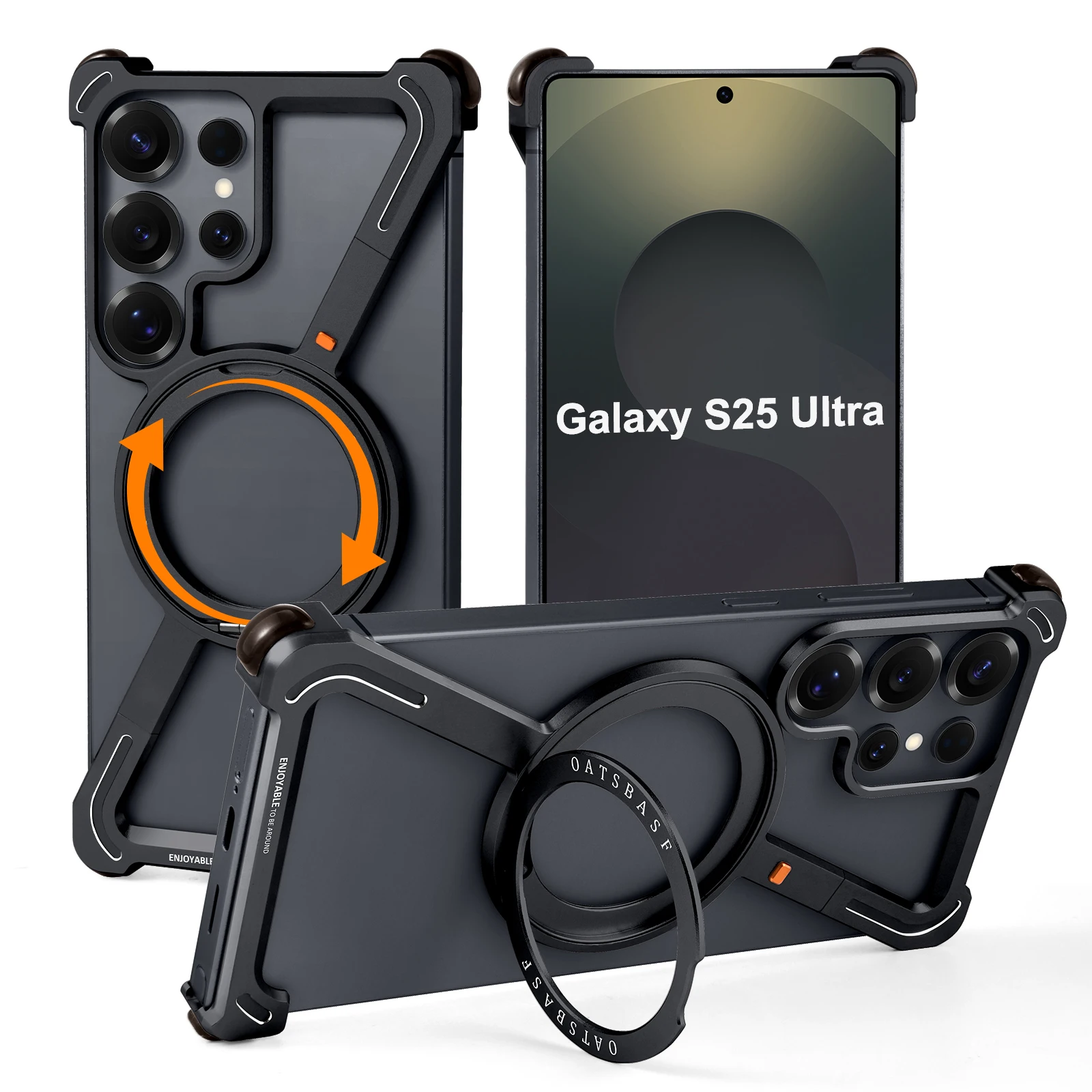 Eary Shockproof Frameless Phone Case with Magsafe Magnetic Ring Stand