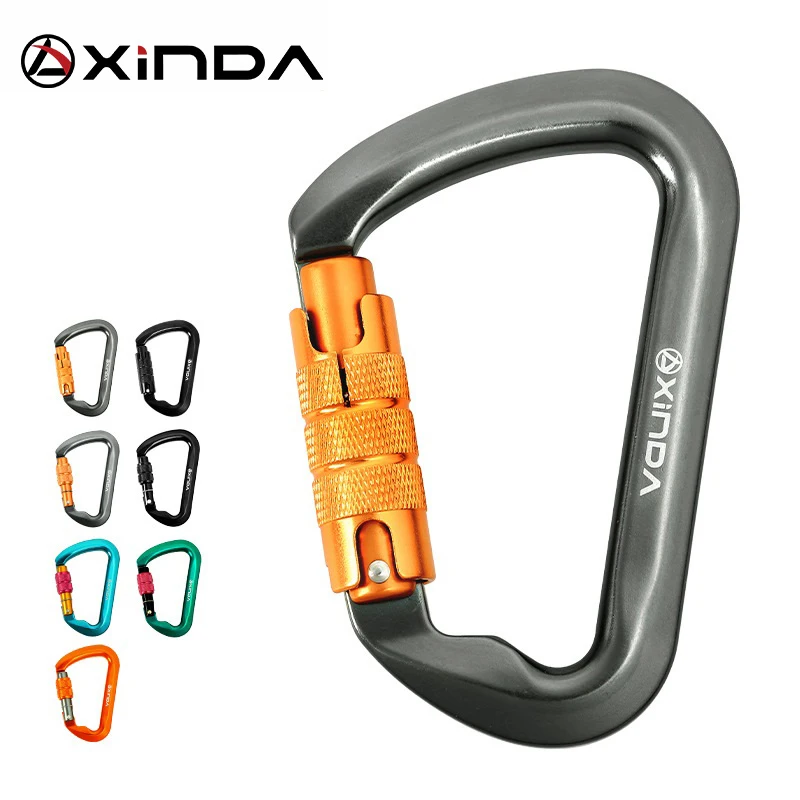 

7075 Aluminum Alloy 30KN Mountaineering Caving Rock Climbing Carabiner D Shaped Safety Master Screw Lock Buckle Equipement