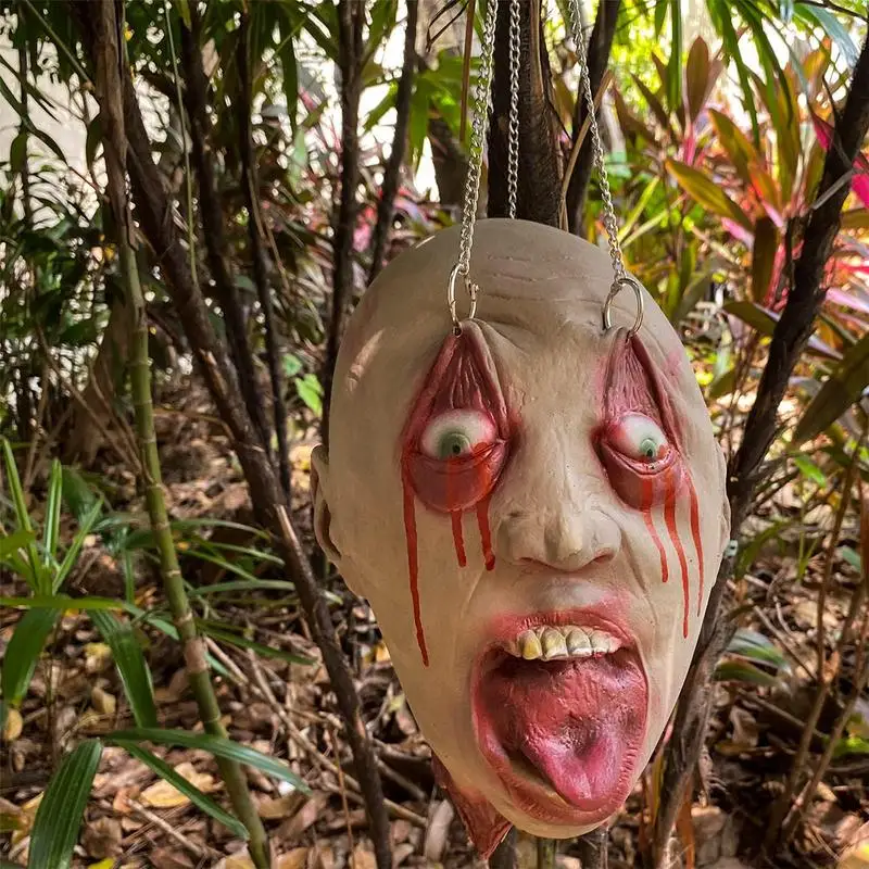 

Severed Head Halloween Props Realistic Latex Scary Ghost Head Hanging Ornaments Bloody Zombie Decor Haunted House Party Supplies