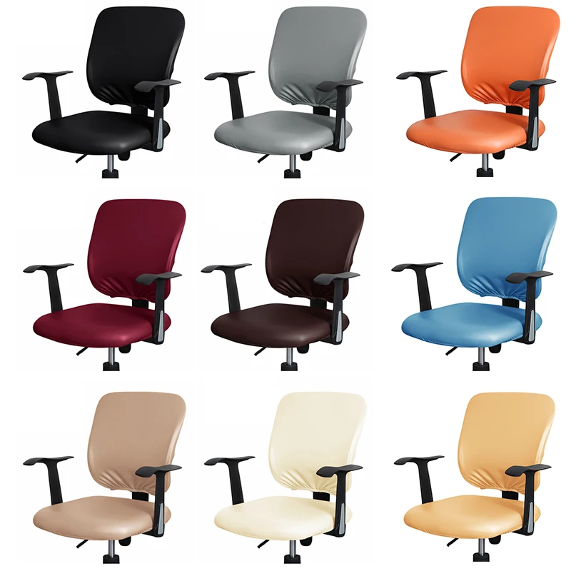 1 Set impermeabile spaccatura sedia girevole copertura ufficio sedia  copertura in pelle di cuoio del Computer copri sedia da ufficio Soild  colore sporco resistente