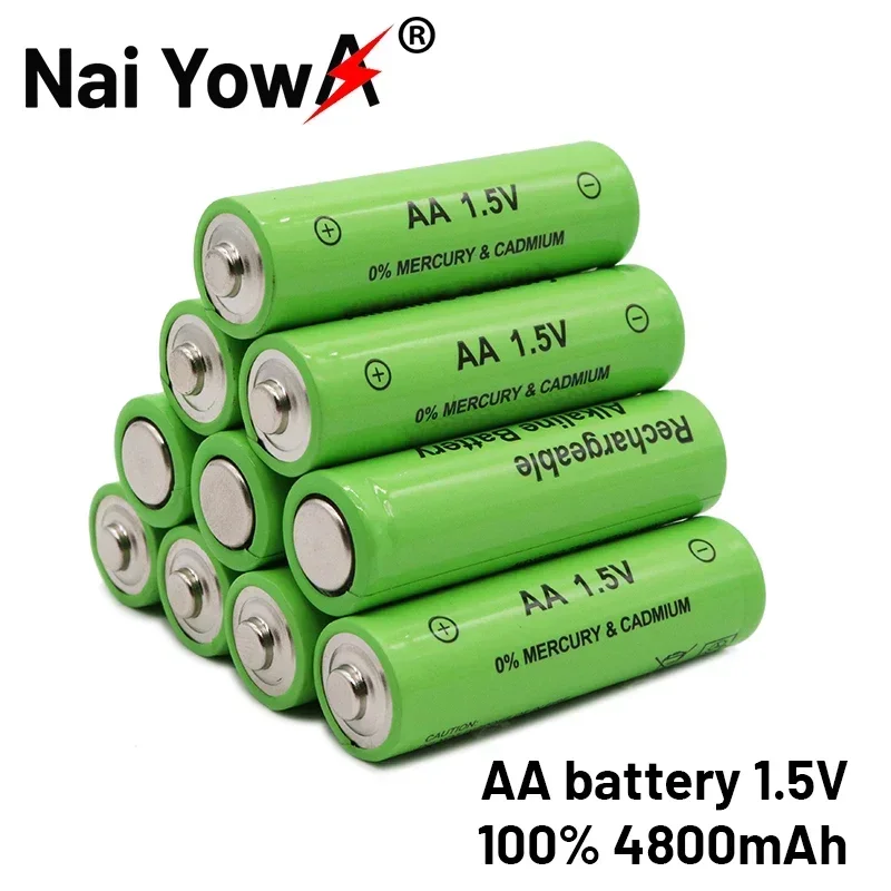 

1-20Pcs 1.5V AA Battery 4800mAh Rechargeable battery NI-MH 1.5 V AA Batteries for Clocks mice computers toys so on+Free Shipping