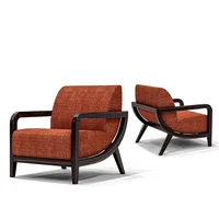 American light luxury solid wood fabric leisure chair sofa 1