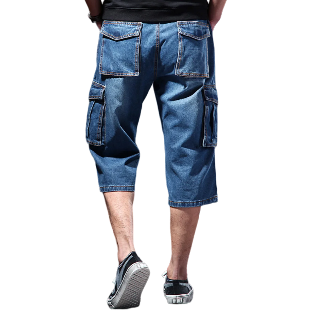 Mens Cargo Denim Shorts Plus Size 40 Loose Skateboard Short Jeans for Male men jeans denim pants denim shorts summer jeans shorts
