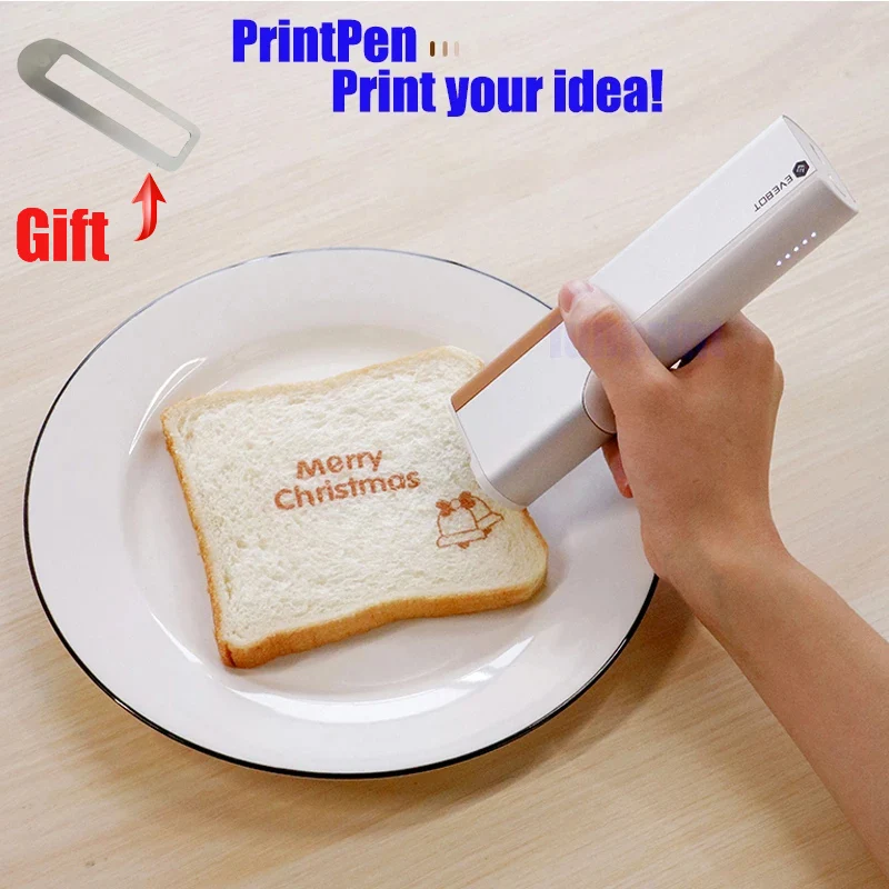 

Evebot Coffee Print Mini Printer Portable Printpen DIY Food Handheld Printing Edible Food Printer on Bread