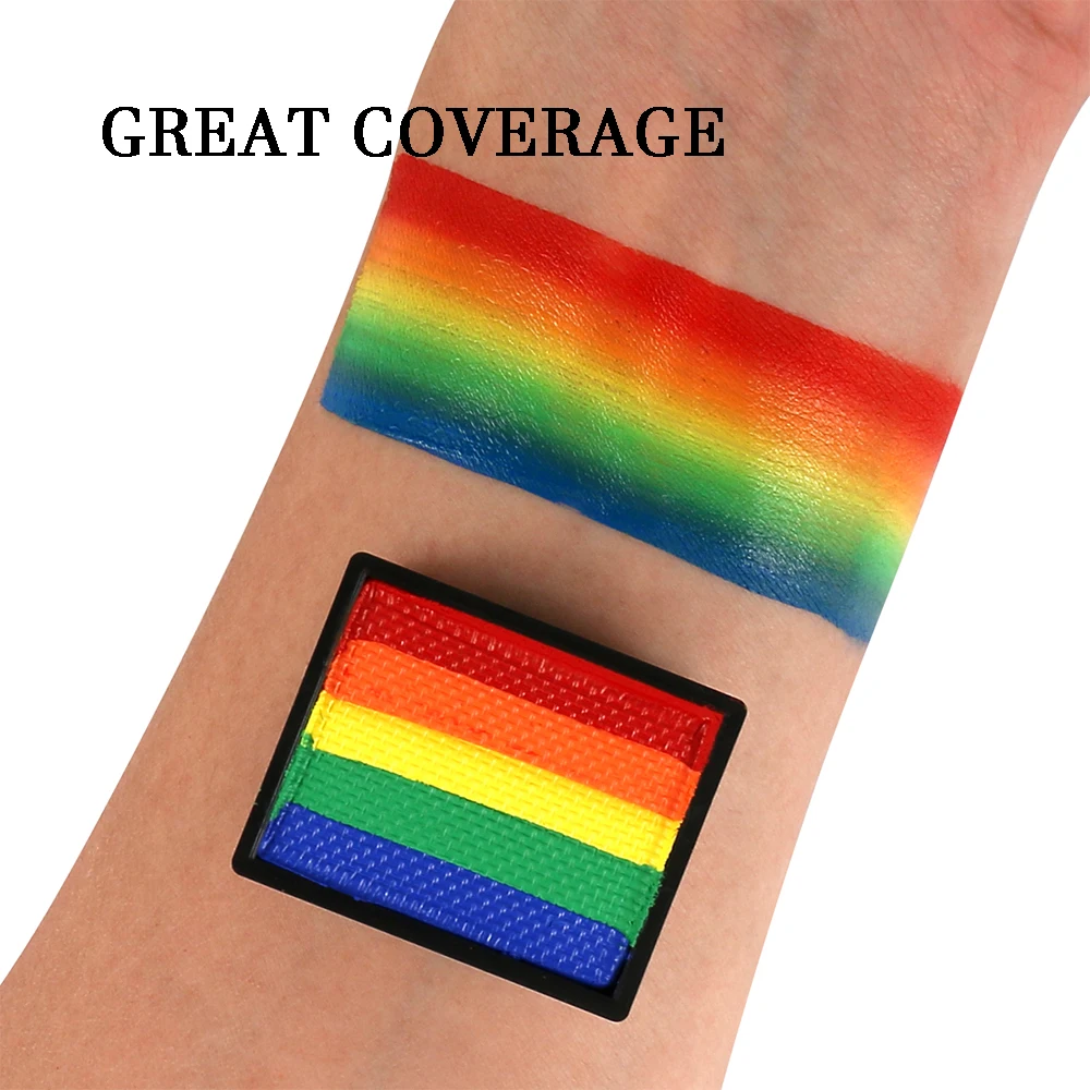 Bowitzki 10g One Stroke Face Paint Split Cakes Sponges Neon Rainbow Water Based Face Body Painting Makeup 10g Hypoallergenicity