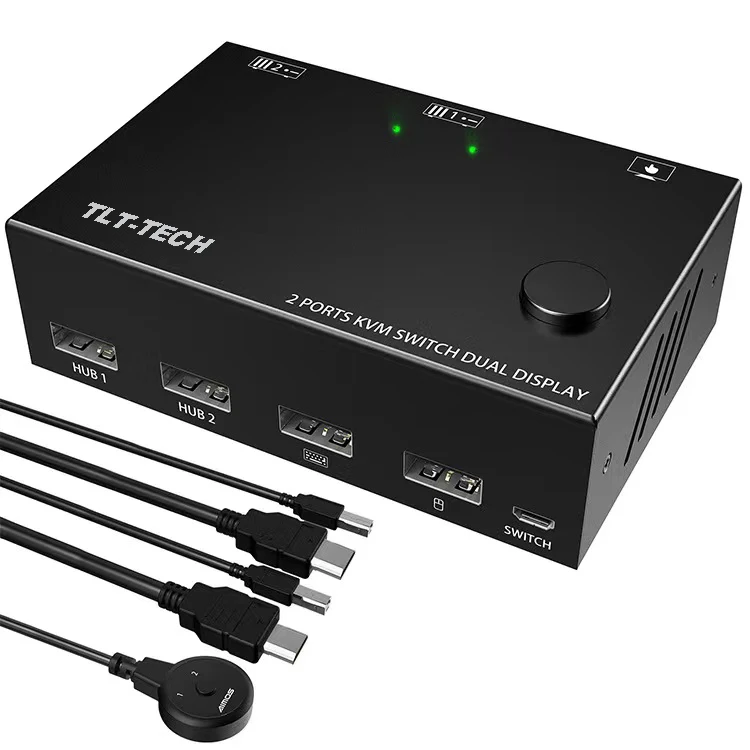 

Kvm-переключатель с двумя мониторами, HDMI-совместимость, 2 входных дисплея, 4K, для компьютера
