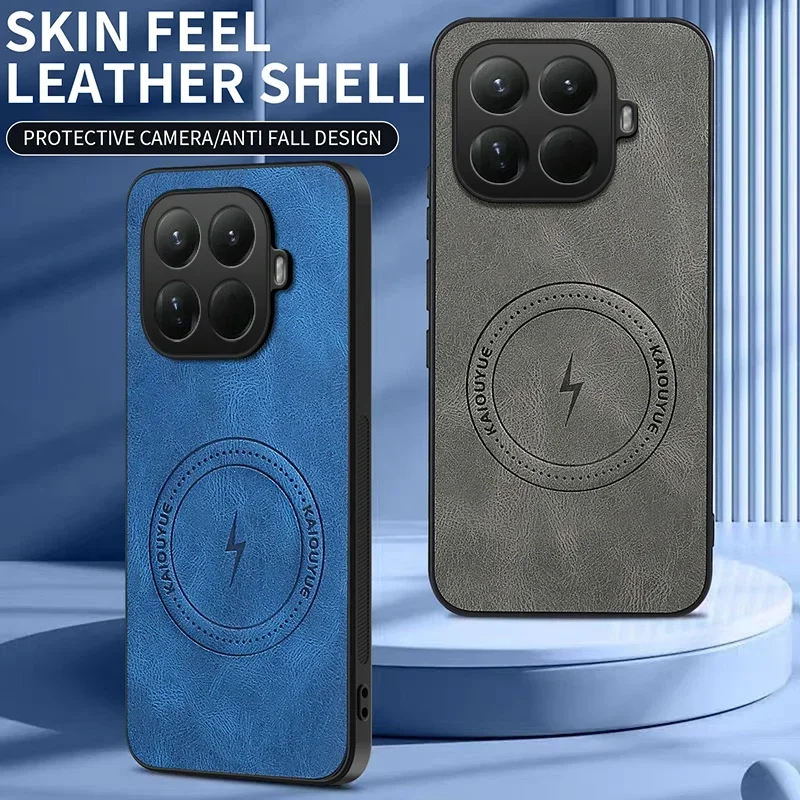 Magnetic Shockproof Soft Matte Leather Phone Case with All-round Camera Protector