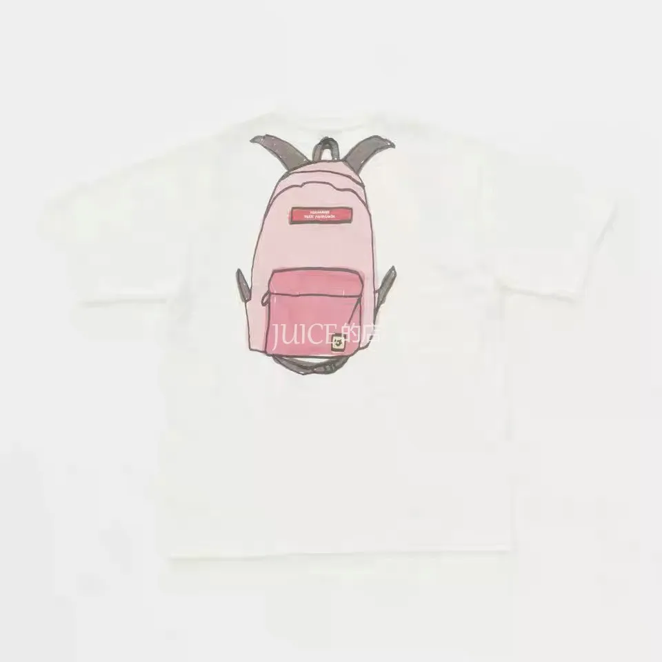 HUMAN MADE Creative Cartoon Backpack Backpack Short Sleeve T-shirt Short Sleeve T-shirt Printed LOoose Casual Skateboard round