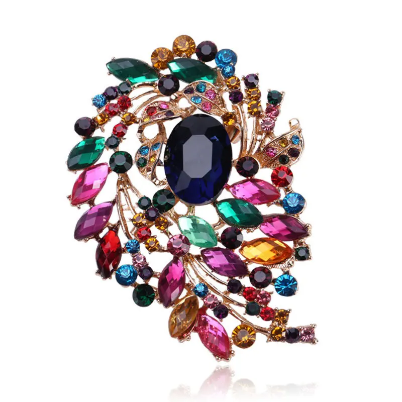 

Premium Luxury Exaggerated Exquisite Glass Large Rhinestone Flower Women's Clothing Accessories Various Color Styles