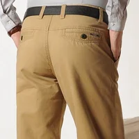 100% Cotton Spring Men Casual Pants Hight Waist Straight Mens Pants Black Army Khaki Man Trousers Plus Size 38 40 42 Autumn