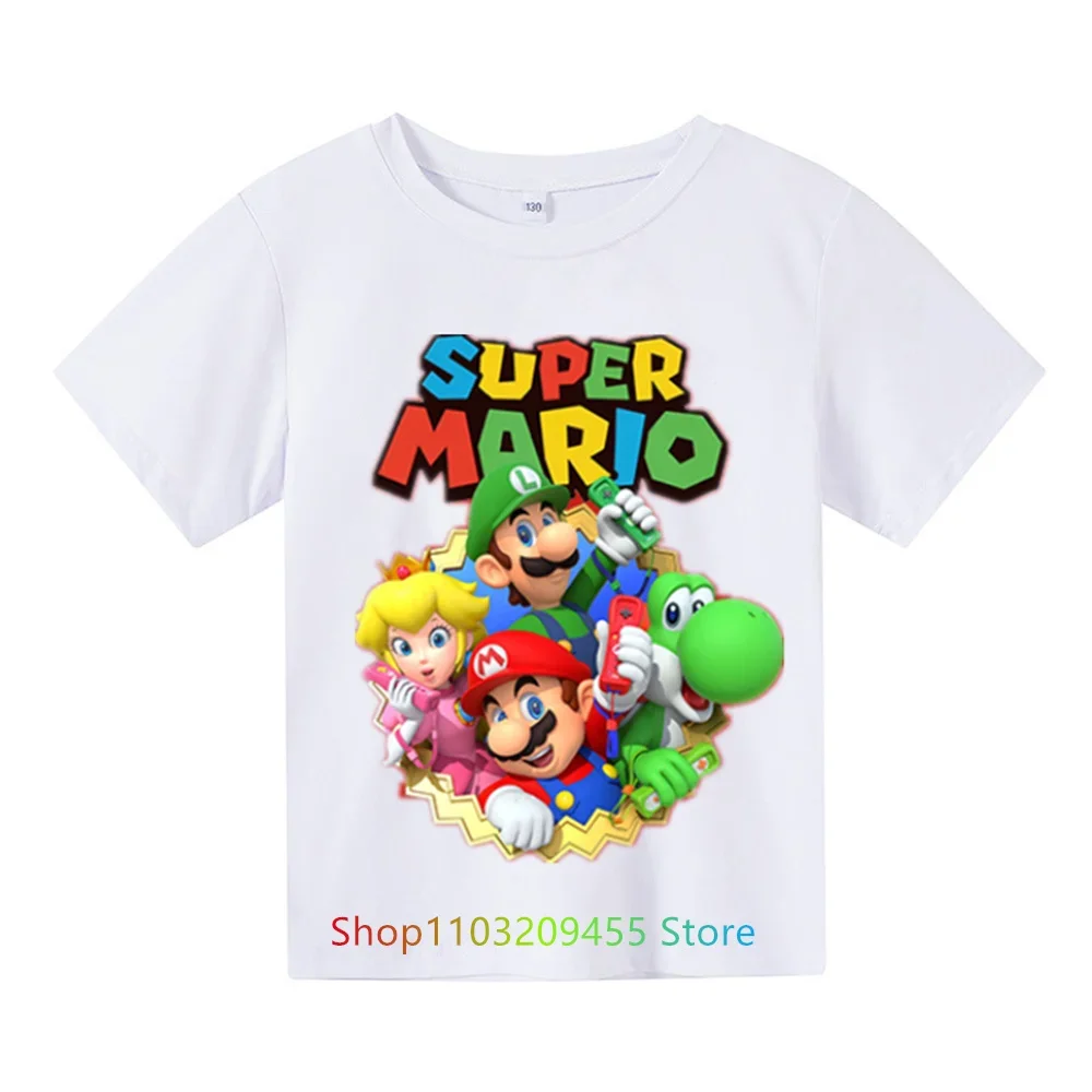 Kids Clothes Cartoon Tops Tee Super Marios-bros T-shirts For Boys Girls T Shirt Children's Clothing Tops T-shirt Boy Baby Tees 6