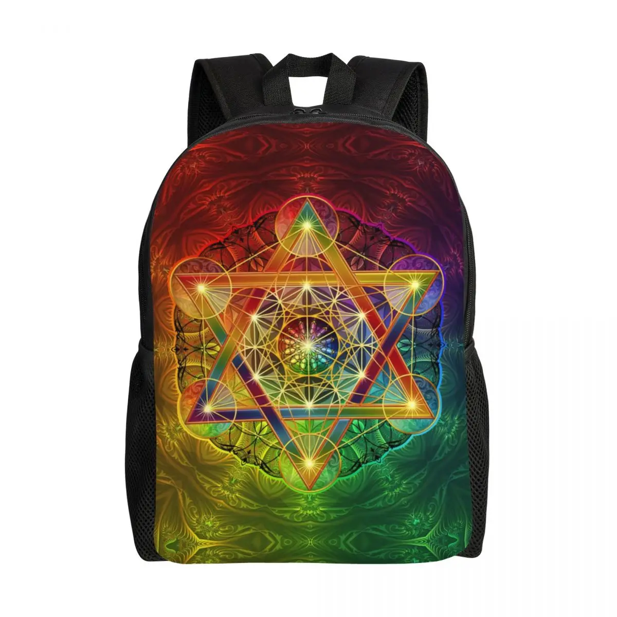 

Metatron's Cube с Merkabah и цветочным рисунком жизни рюкзаки для мужчин и женщин Повседневная сумка для книг для школы в колледже