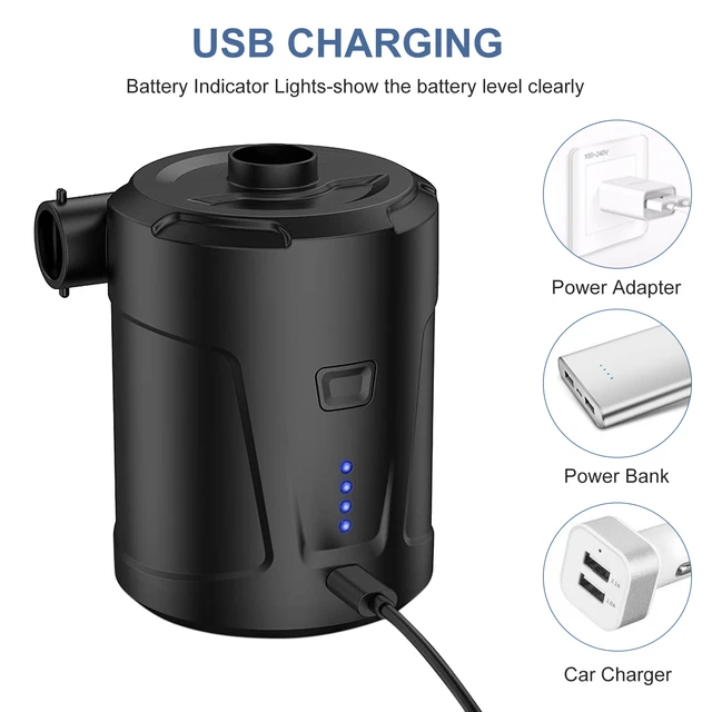 Weiße elektrische Pumpe, 2-in-1, tragbarer kabelloser USB