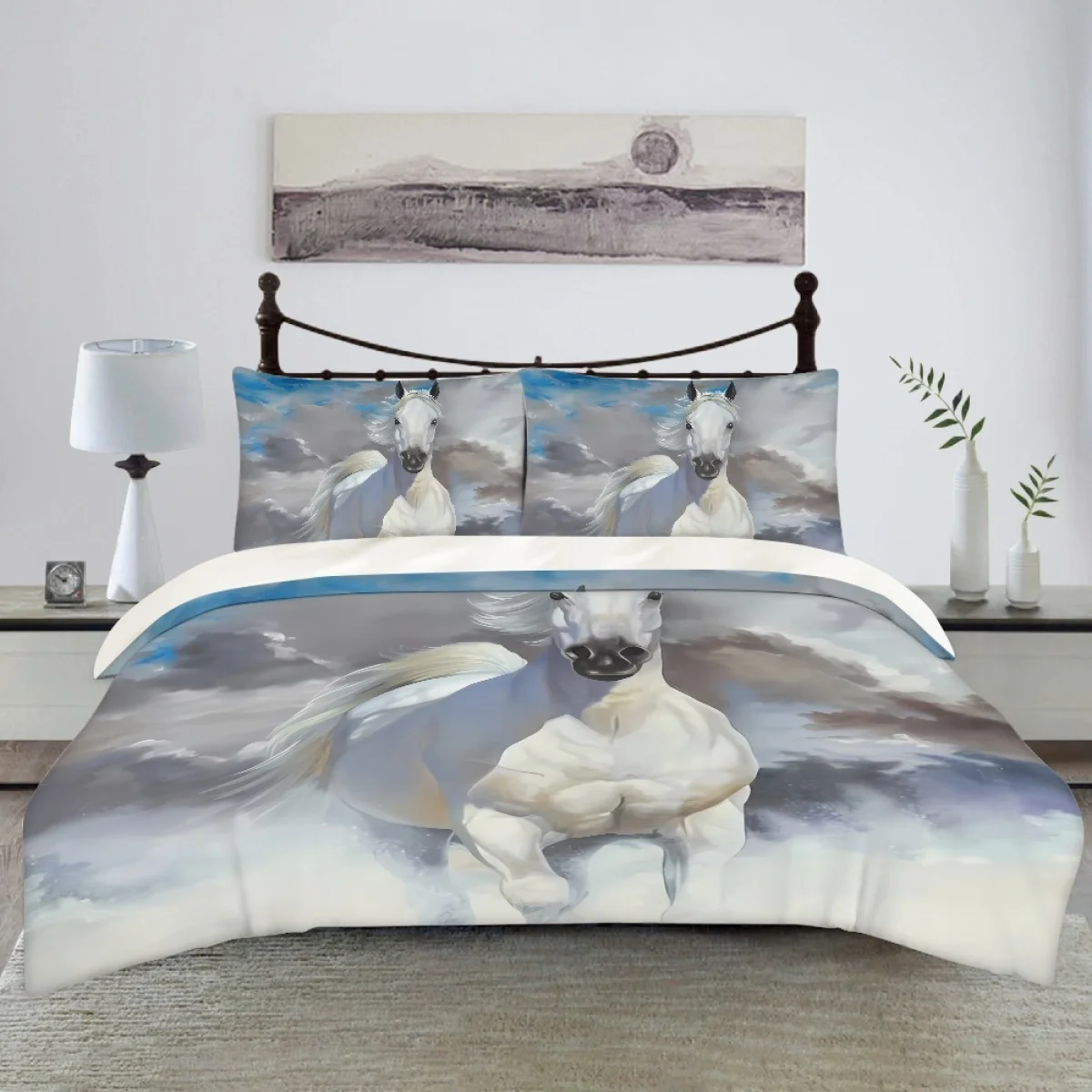 

TOADDMOS 3D Cool Horse Duvet Cover Set Soft Comfortable Print Bedding Set for Kids Girls Comforter Cover Set Kids Room Decor New