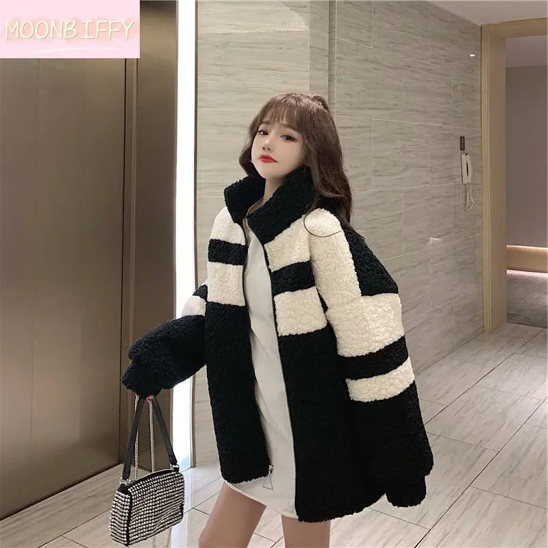 

Black and White Color Matching Hoodie Loose Casual All-match Korean Fashion 2023 Autumn and Winter New Hoodies