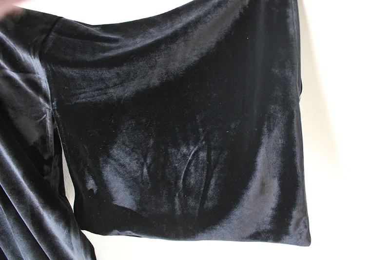 Velvet Retro Improved Chinese Coat Cardigan Bathrobe Black