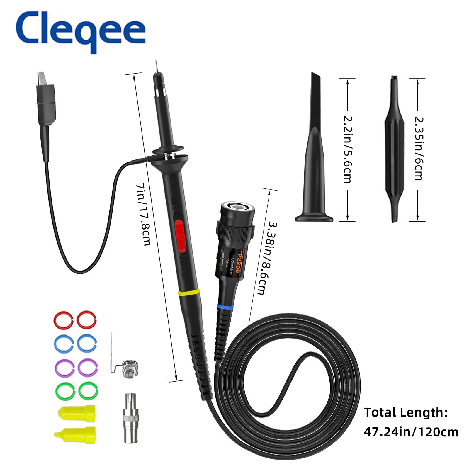 Cleqee P2000 Series Oscilloscope Probe DC 60MHz 100MHz 200MHz X1/X10 BNC for Tektronix HP oscilloscope probe