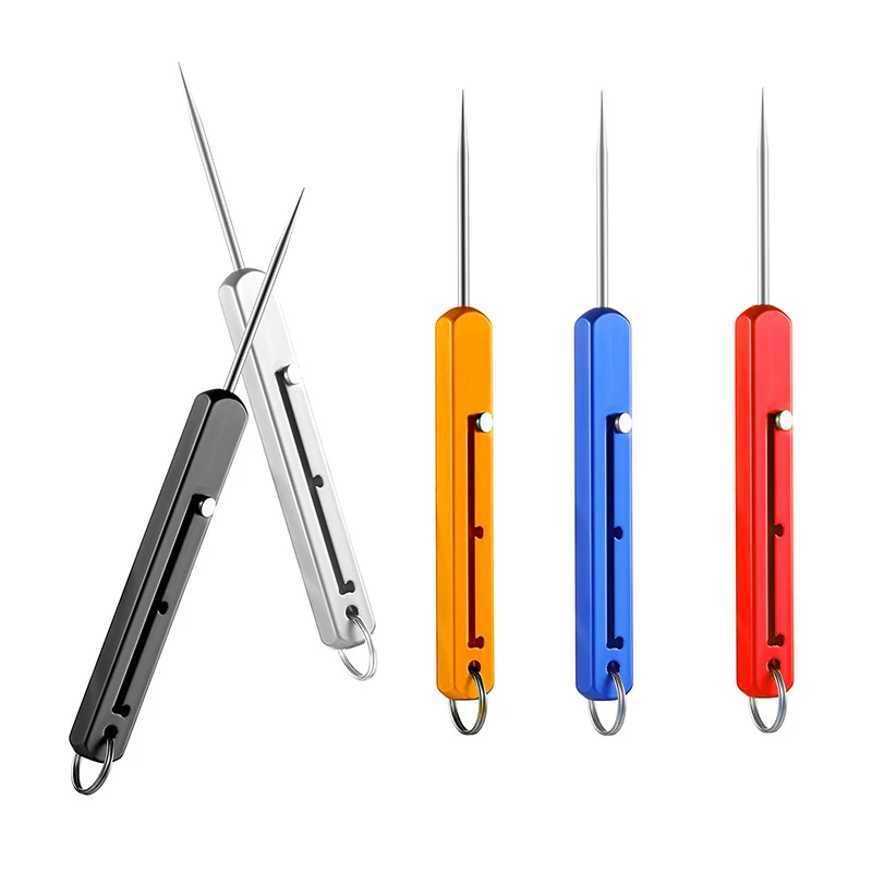 Retractable Toothpick Portable EDC Retractable Toothpick High Strength Titanium Alloy Spring Push-pull Fruit Pick Gift Keychain Pendant Tooth Pick