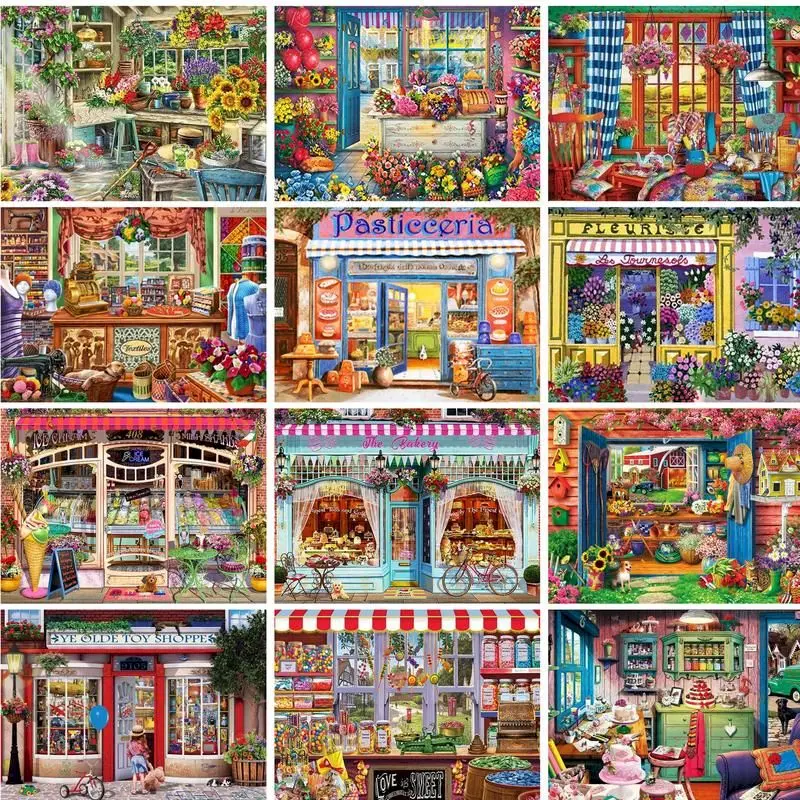 GATYZTORY Painting By Number Landscape For Adults Kids Handpainted Canvas Flowers House Scenery Coloring By Numbers Home Decor
