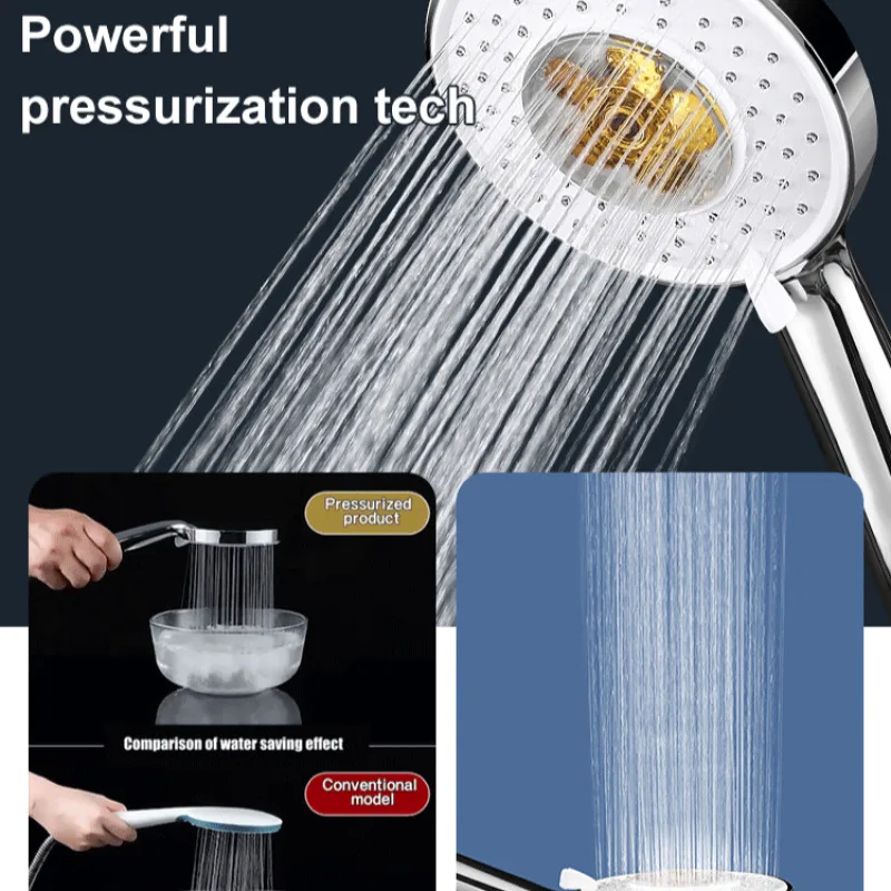 Turbocharged Showerhead with Three Settings for High-Volume Bathroom Showers