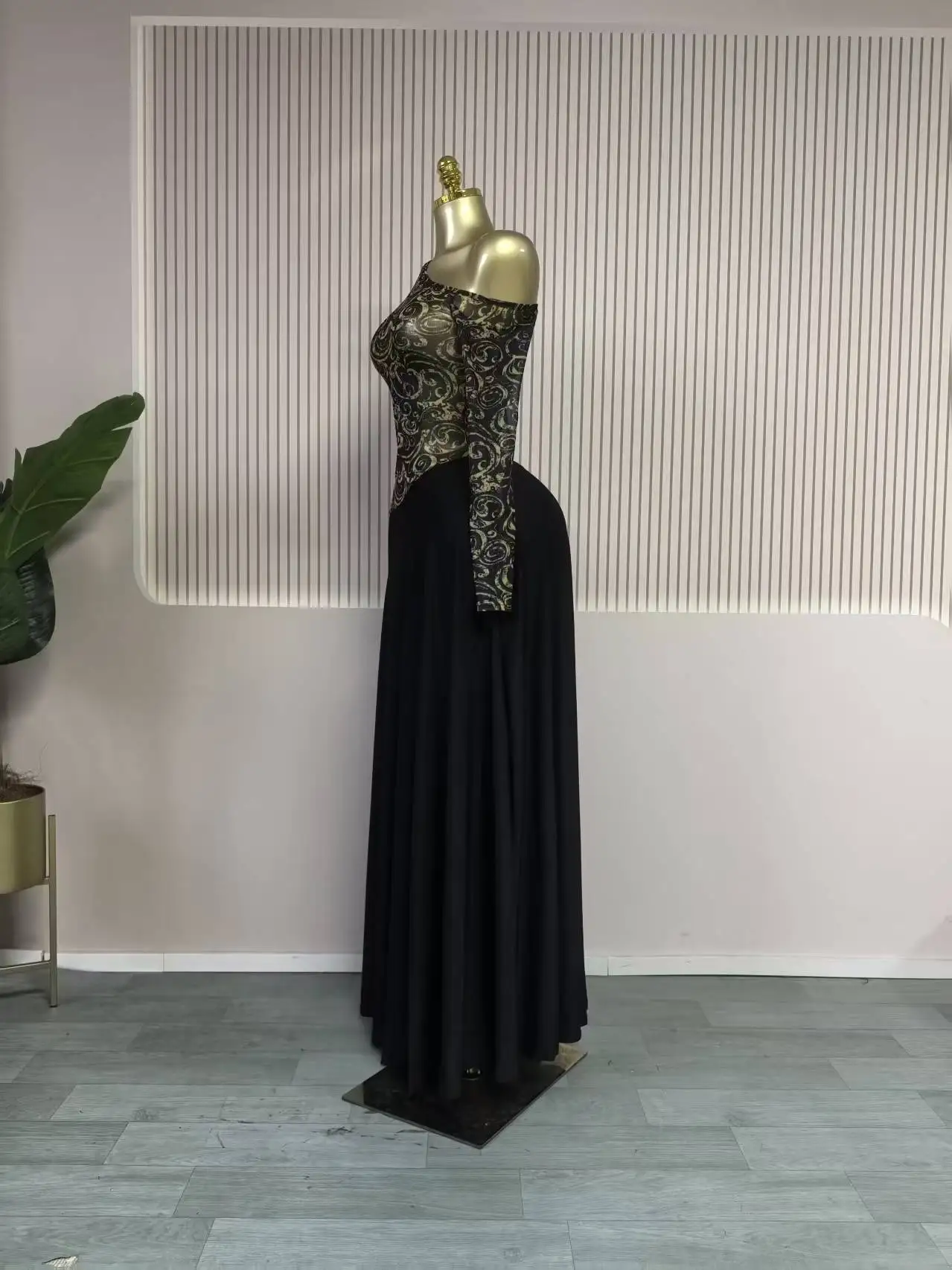 GLCMYAYA Women Full Sleeve Skew Neck Printed Maxi Long Dress 2025 Fall Bithday Evening Vacation Sexy Party Club Vestidos Dresses