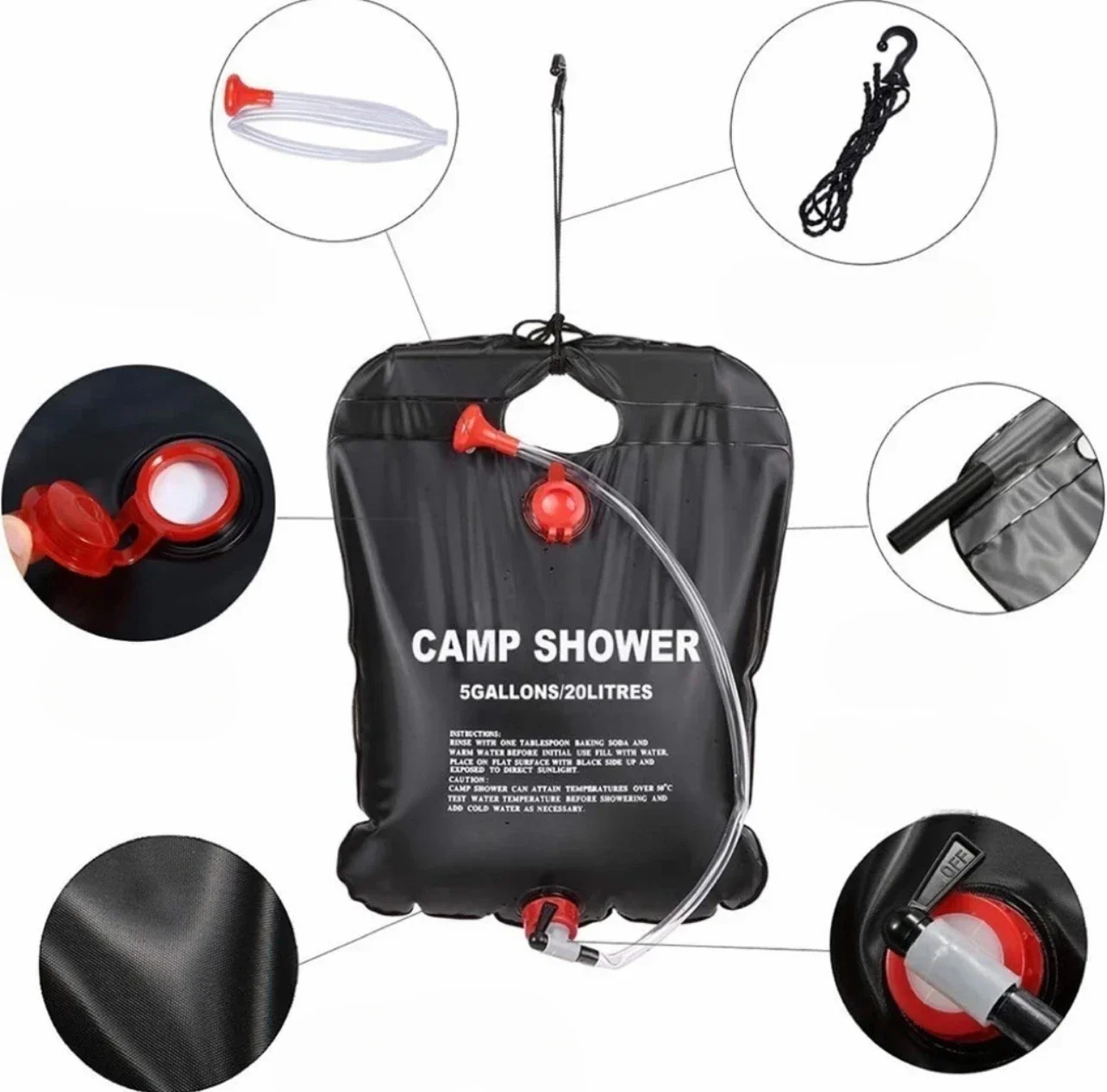 20/40L Solar Heated Foldable Outdoor Shower 4