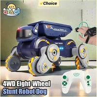 Rc Smart Robot Dog Remote Control Car Stunt Robo Dual Control Gesture Robotics Music Light Spray Electronic Pet Toy for Kids Boy 1