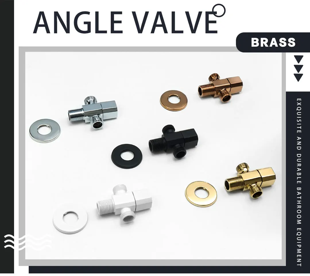 Description Picture 2 of itemRose Gold Brass Copper Black White Angle Valve for Kitchen Bathroom Toilet Cold and Hot Water Control Stop Valve G1/2 Connector