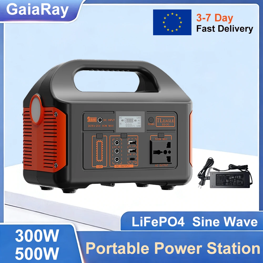 GaiaRay 500W 300W Générateur Solaire Portable LiFePO4 - Alimentation d'Urgence pour Pêche Extérieure