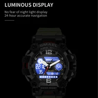 SMAEL Men Watches  50m Waterproof Sports Watch Military Man Sports Watch Digital 8072 Dual Display Watch  Quartz  Led Digital 2