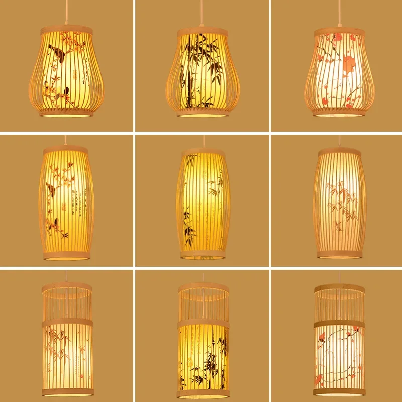 

Бамбуковая люстра в китайском стиле, художественные осветительные приборы для чайной, комнатной комнаты, гостиницы, гостиной, горячего горшка, ресторана