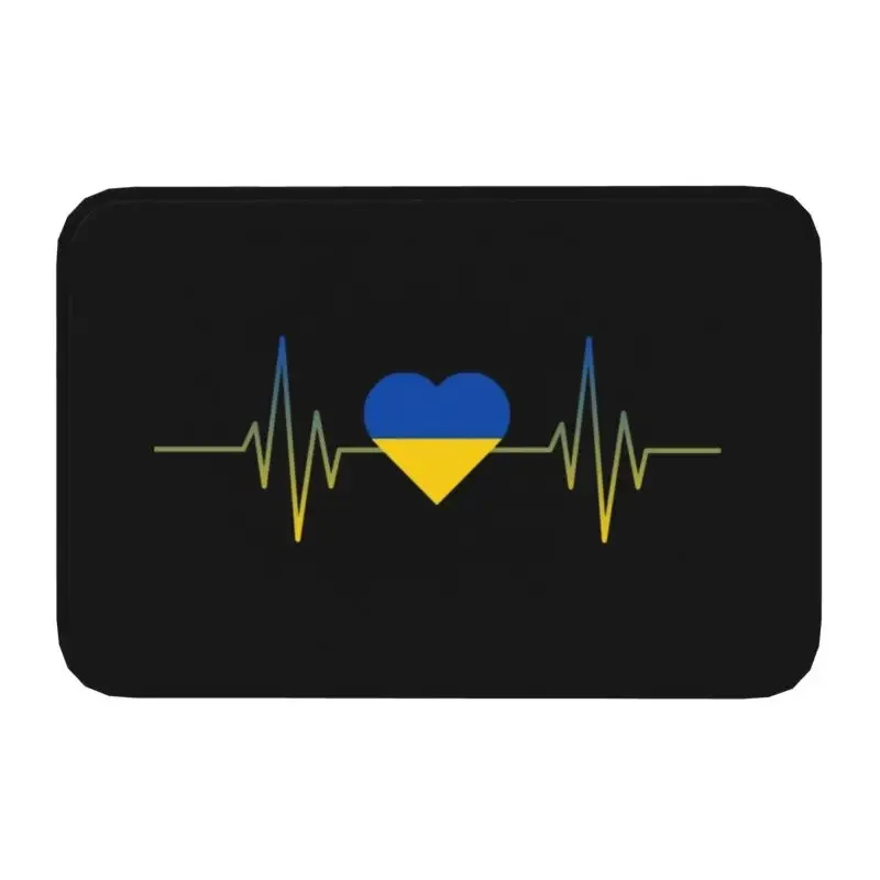 

Ukraine Heartbeat Flag Door Floor Kitchen Bath Mats Outdoor Ukrainian Patriotic Doormat Living Room Entrance Rug Carpet Footpad