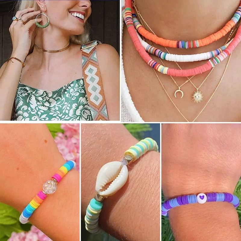 6MM 24 Flat Chip Beads For Boho Bracelet Necklce Making Letter Beads Accessories Kit DIY Toys for Kids Adult Gift