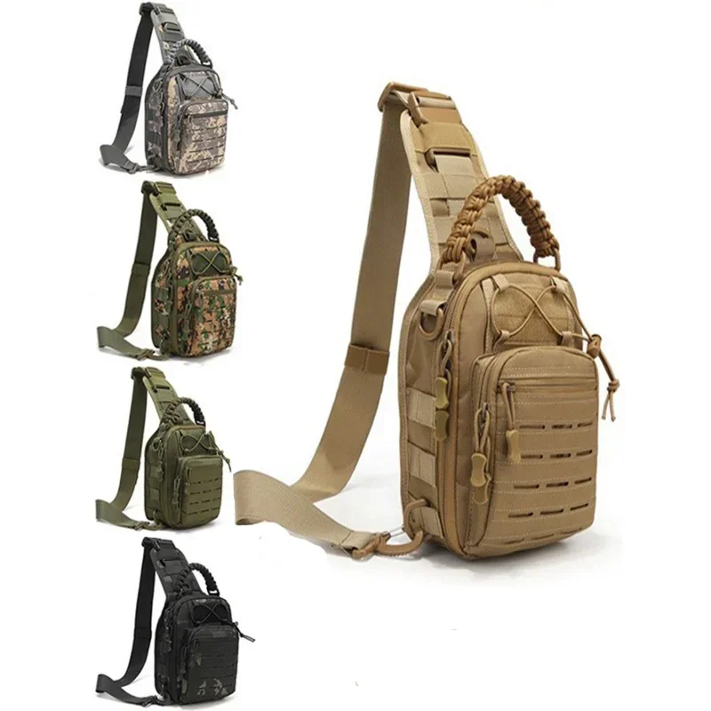 

Single Shoulder Diagonal Straddle Outdoor Portable Riding Camouflage Outdoor Sports Small Chest Handbag Laser Punching Satchel