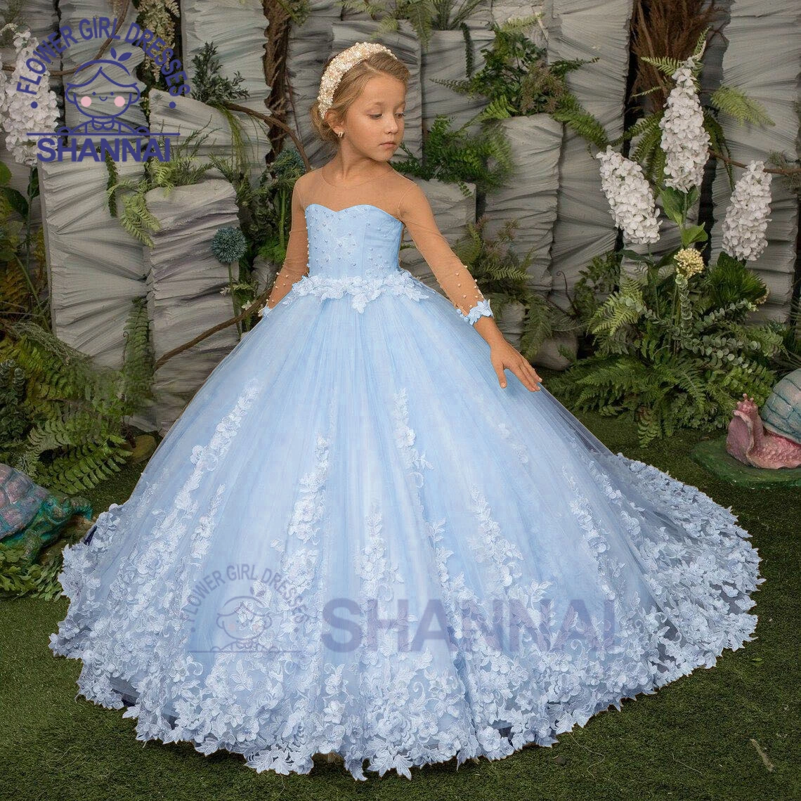 Customized Flower Girl Dress Exquisite O-Neck A-LINE Floor-Length Princess for Wedding Bridesmaid Birthday First Communion Gown flower girl dresses