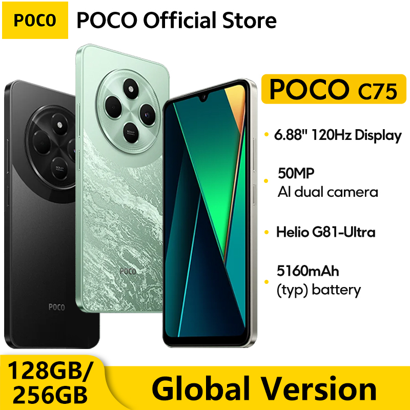 World Premiere Global Version POCO C75 6.88'' 120Hz Display Helio G81-Ultra 50MP Camera Massive 5160mAh Battery Support NFC