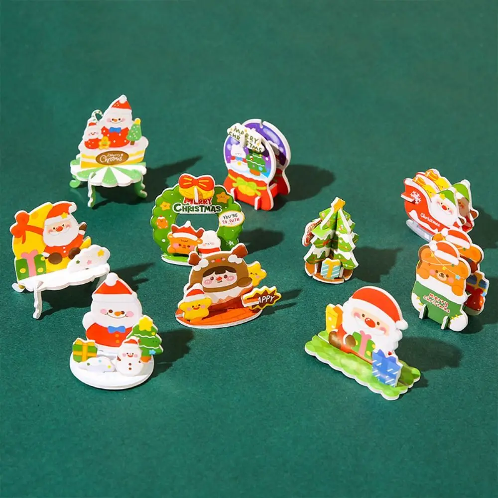 Santa Claus Christmas 3D Puzzle Snowman Christmas Tree DIY Mini Christmas Tree Montessori Advent Wreath