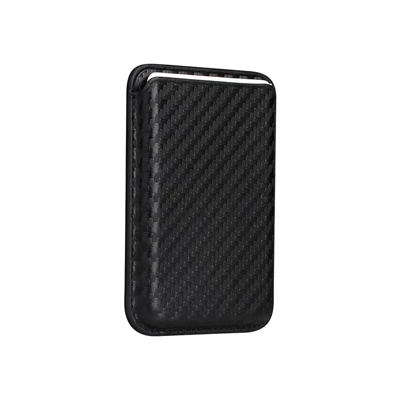 Magnetic Carbon Fiber Saffiano Leather Card Holder Wallet