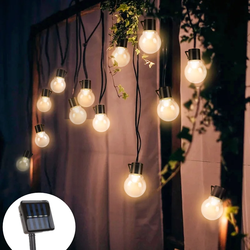 

LED Solar Outdoor Lights Garland G50 Bulb String Lights As Christmas Decoration Lamp for Garden Streetlights Holiday Lighting