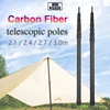 Carbon Fiber Tarp Pole Telescopic 3m Tarp Poles Telescope Lightweight Camping Poles Carbon Ultralight 2.4m Tent Pole Adjustable 1
